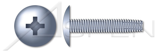 1/4"-20 X 2" Type F Thread Cutting Screws, Truss Head with Phillips Drive, Zinc Plated Steel