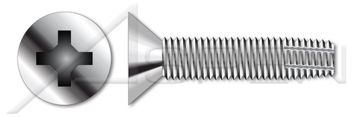 1/4"-20 X 2" Type F Thread Cutting Screws, Flat Countersunk Head with Phillips Drive, 410 Stainless Steel