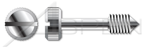 1/4"-20 X 1-1/4" Captive Panel Screws, Style 1, Knurled Head, Slotted Drive, Cone Point, Stainless Steel