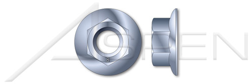 M10-1.25 Hex Flange Nuts, DIN 6923, Class 8 Steel, Zinc Plated