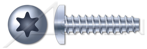 #0-40 X 3/8" Pan Head Trilobe 48-2 Thread Rolling Screws for Plastics with 6Lobe Torx(r) Drive, Steel, Zinc Plated and Waxed