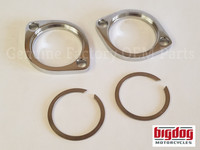 Chrome exhaust flange set + clips - Big Dog Motorcycles parts