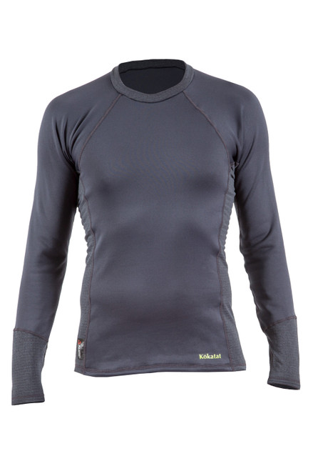 OuterCore Long Sleeve Shirt in Coal, front view. @Coal-1
