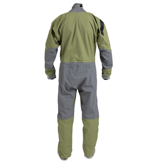 SuperNova Angler Semi-Dry Suit (Hydrus 3.0) in Sage, back view. @Sage-2