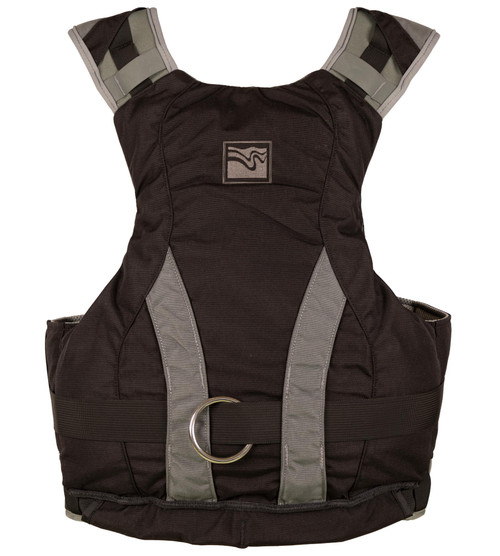 Maximus Centurion Rescue Vest sold w/ Belly Pocket - unisex in Black, back view. @Black-2
