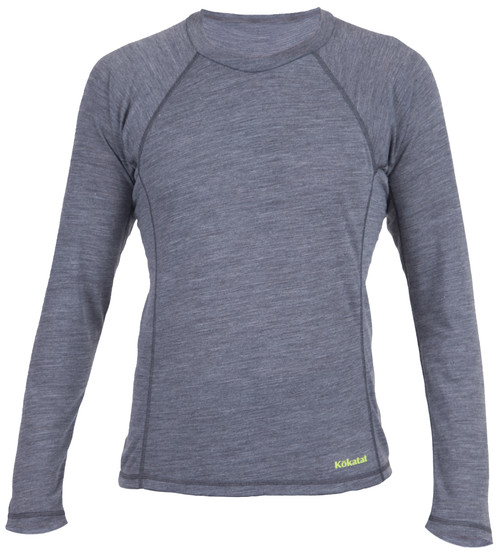 WoolCore Long Sleeve Shirt in Charcoal, front view. @Charcoal-1