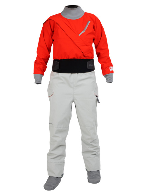 Meridian Dry Suit (GORE-TEX PRO) - Women's in Red, front view. @Red - 1