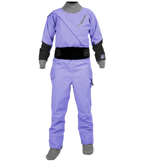 Reflection series Meridian Dry Suit (gore-tex pro) - Women's in Iris, front view. @Iris - 2