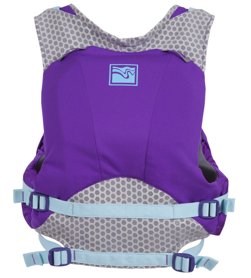 Naiad Life Vest - women's in Purple, back view. @Purple-2