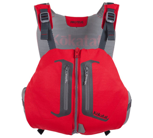 Proteus Life Vest in Red, front view. @Red-1