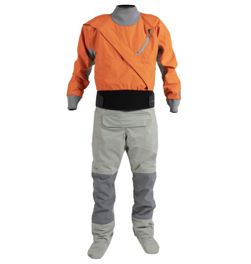 Meridian Dry Suit (Hydrus 3.0) in Tangerine, front view. @Tangerine-1