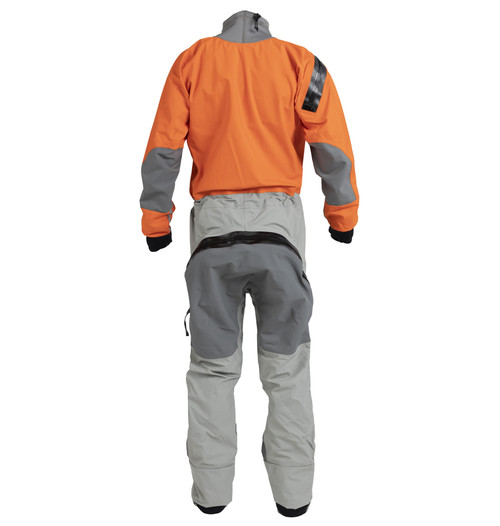 SuperNova Semi Dry Suit (Hydrus 3.0) - Women's in Tangerine, back view. @Tangerine-2