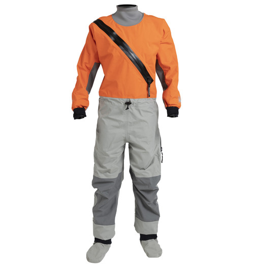 SuperNova Semi Dry Suit (Hydrus 3.0) - Women's in Tangerine, front view. @Tangerine-1