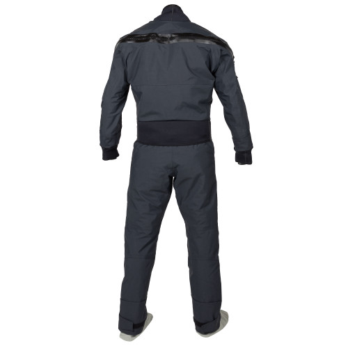Icon Dry Suit (Hydrus) in Storm Blue, back view. @black - 2