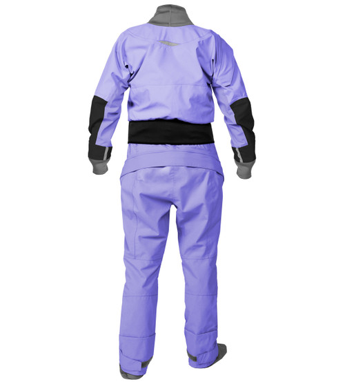 Reflection series Meridian Dry Suit (gore-tex pro) - Women's in Iris, back view. @Iris-2