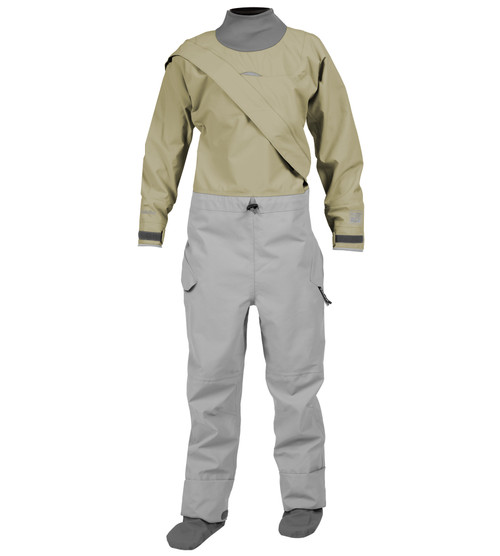 Legacy Dry Suit (GORE-TEX Pro) - Women's in Sandbar, front view. @Sandbar-1
