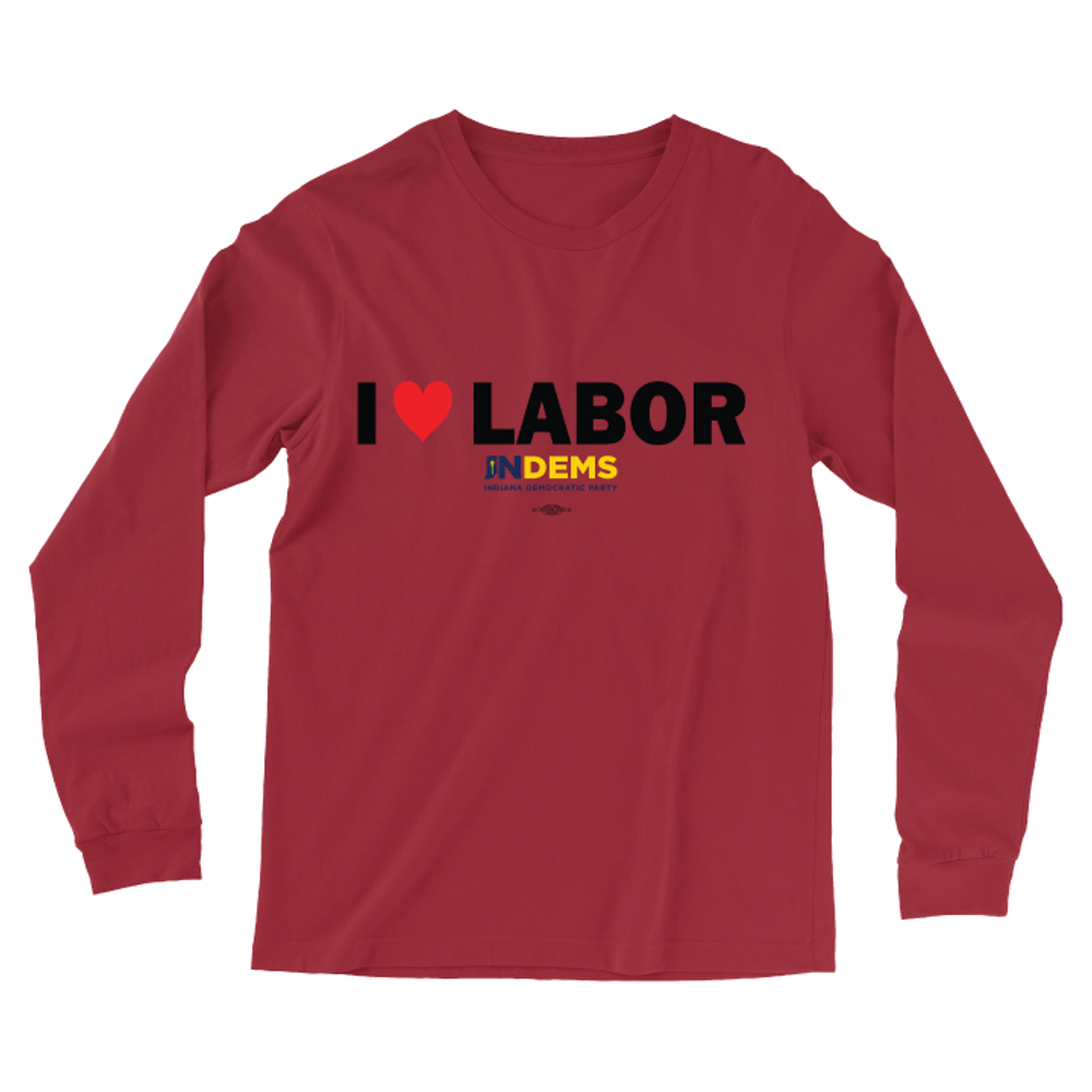I Love Labor (Unisex Red Longsleeve Tee)