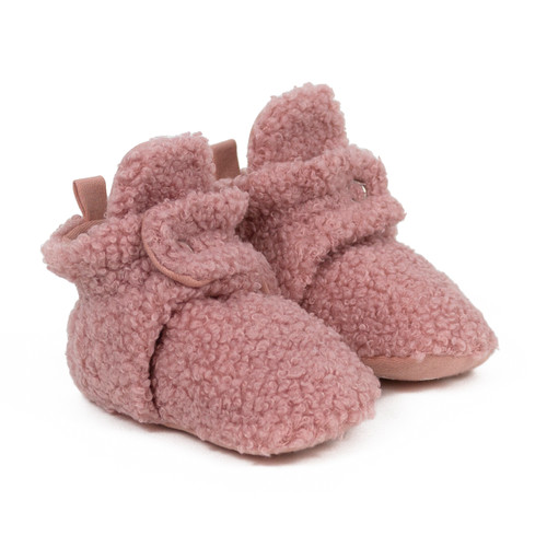Sherpa Snap Booties Light Pink, perspective view