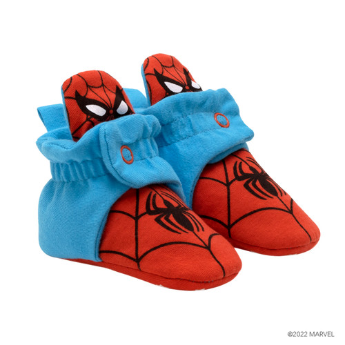 Spider-Man Snap Booties in Red, perspective view