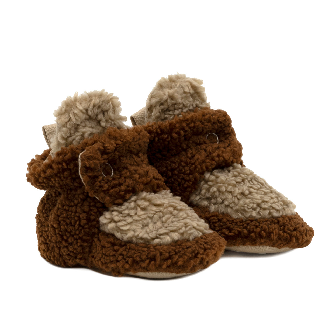 Image of Cozy Shein Snap Booties Camel Brown