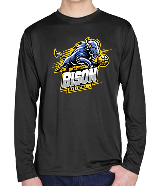 Beverly Bison Basketball - Performance Long Sleeve Shirt -Youth/Adult