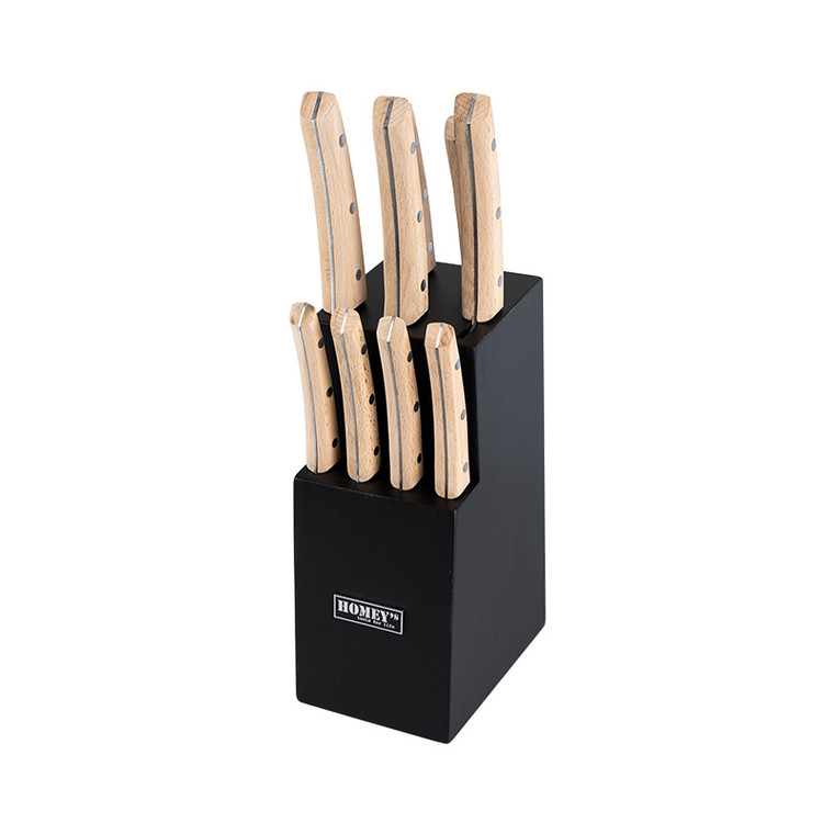 Homey's Tools For Life - Bokträ knife block 9 pieces