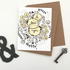 I Love You - Yellow Floral Card I Love You - Yellow Floral Card