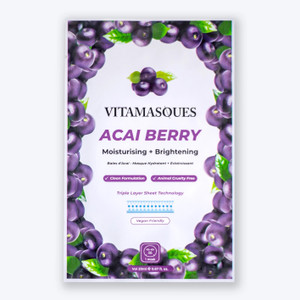 Vitamasques Acai Berry Face Sheet, Moisturizing and Brightening, One Sheet Mask