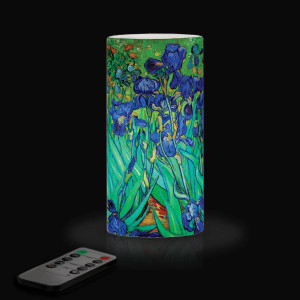 van Gogh Irises 6" 6" LED Candle – Battery Operated, Flickering, flameless candle