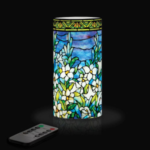Tiffany Field of Lilies 6" LED Candle – Battery Operated, Flickering, Flameless Candles