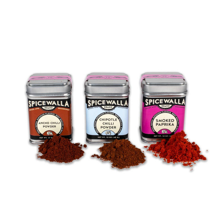3 Pack Chilli Collection
Looking for a little pep in your meal? This collection brings the heat with three different chilies that have three distinct flavor profiles. From smoky to earthy, to mild and fruity, you can use these chili powders in a hearty breakfast or a decadent chocolate dessert.
Ancho chili powder - chipotle chilli powder - smoked paprika.