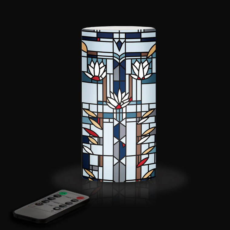 Frank Lloyd Wright Waterlilies 6" LED Candle – Battery Operated, Flickering flameless candle
