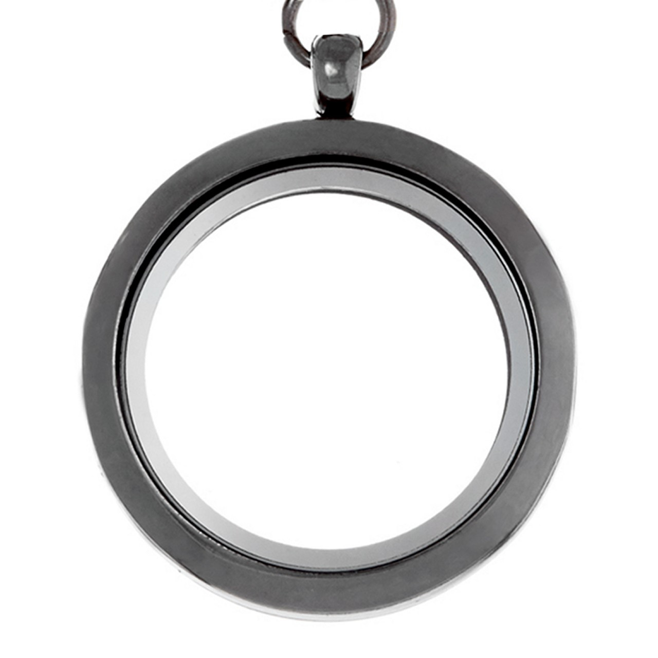 Black Round Locket 30mm with Necklace