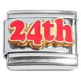 Number Twentyfour 24th Twenty Fourth Italian Charm