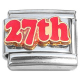 Number Twentyseven 27th Twenty Seventh Italian Charm