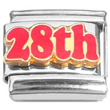 Number Twentyeight 28th Twenty Eighth Italian Charm