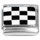 Black White Checkered Racing Flag Italian Charm