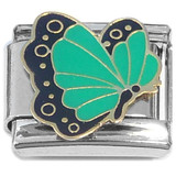Aqua Flying Butterfly Italian Charm