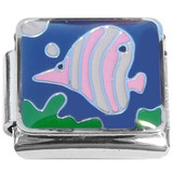 Striped Fish on Blue Italian Charm