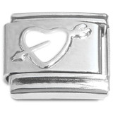 White Heart Arrow Italian Charm