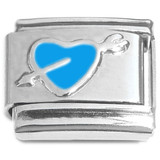 Blue Heart Arrow Italian Charm