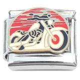 Classic Motorcycle on Red Italian Charm