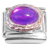 Purple Oval Bling Italian Charm