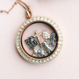 Rose Goldtone Ring Floating Locket Charm