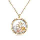 May Flower Goldtone Floating Locket Charm