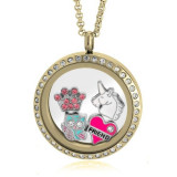 Love With CZ Mouse Ears Floating Locket Charm