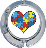 Autism Puzzle Heart Foldable Purse Hanger