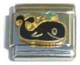 Whale In Black Italian Charm