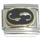 Pisces Zodiac on Black Italian Charm