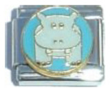 Hippo Blue Background Italian Charm
